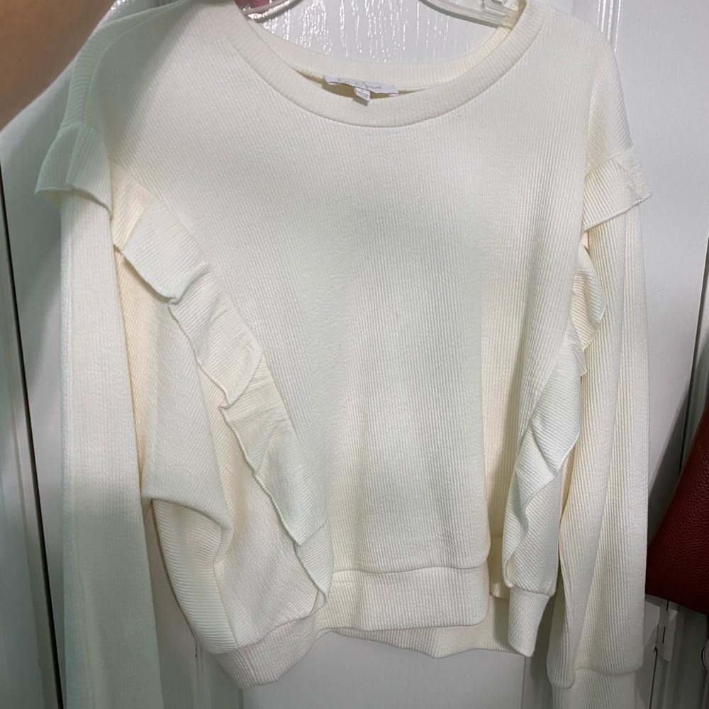 Ivory ruffled sweater top